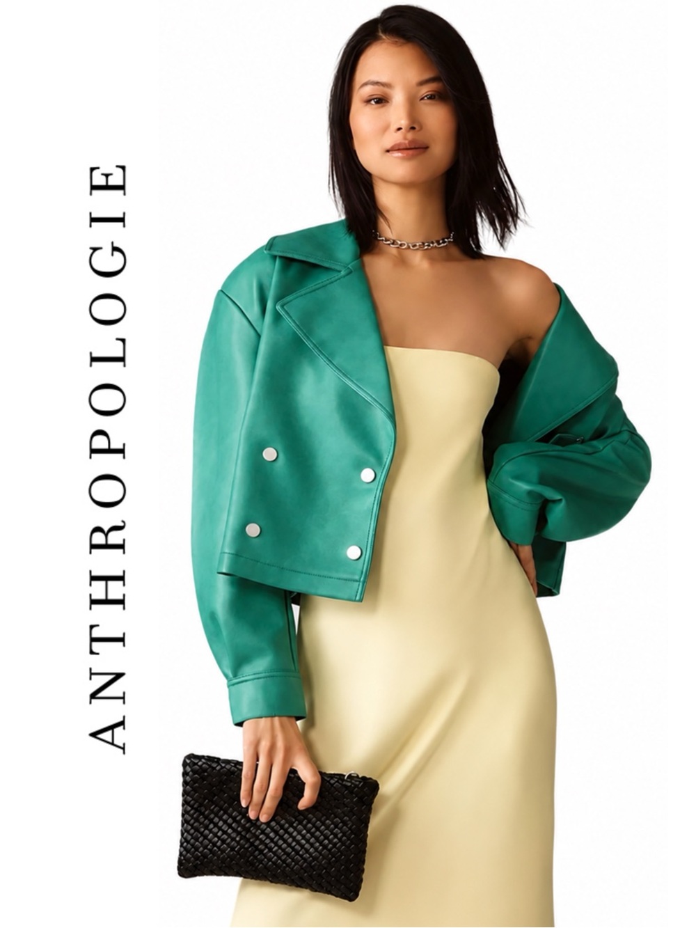 Anthropologie Avec Les Filles Faux-Leather Crop Peacoat